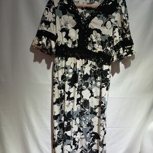 Black and White Floral Maxi Dress